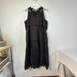 Sundance Womens Sleeveless Halter Neck Crochet Lace Midi Dress XXL Black New